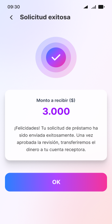 Pantalla de solicitud exitosa en PlatiExpress